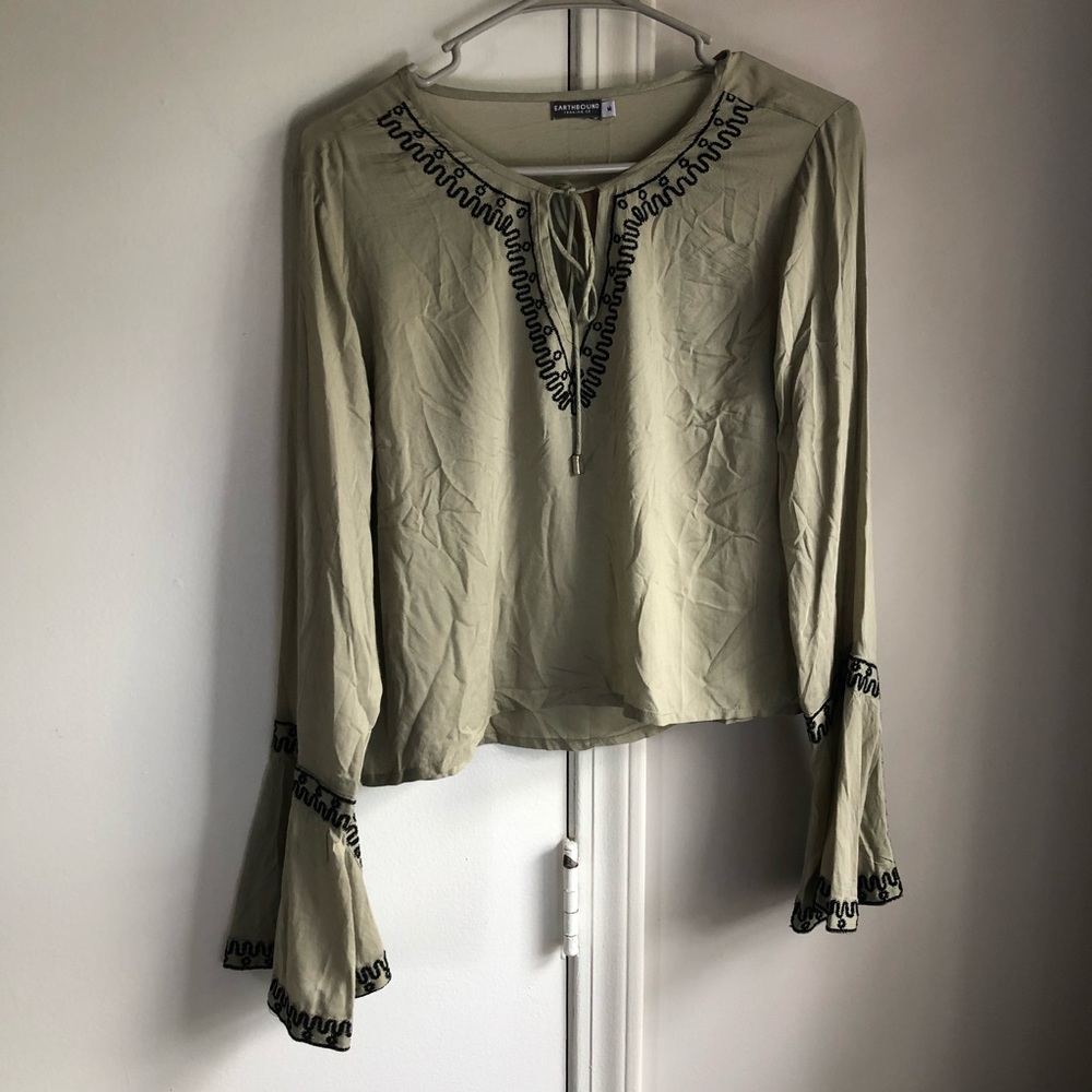Earthbound Bell sleeve crop top